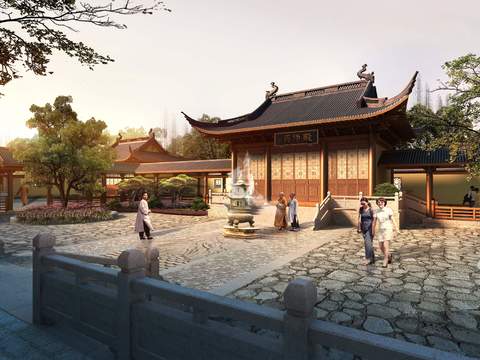 Chinese Chinese Ancient Architecture landscape psd