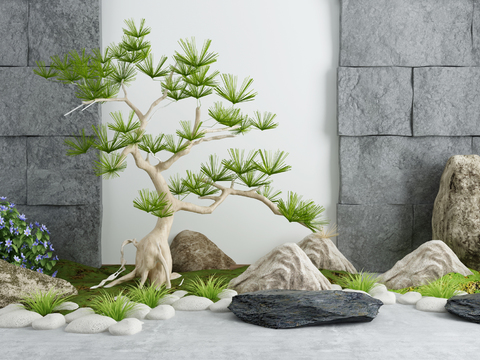 New Chinese stone pine gardening sketch