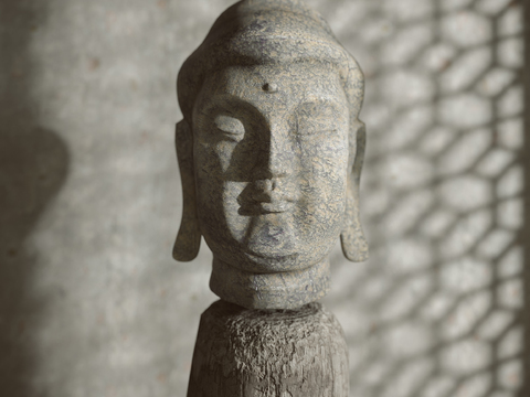 Chinese Zen Buddha Head Sculpture