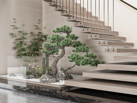 Stairwell landscaping suspended stairs