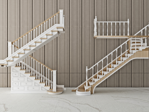 European-style solid wood staircase