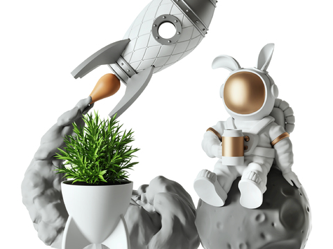 Space Rabbit Sculpture Astronaut Ornaments