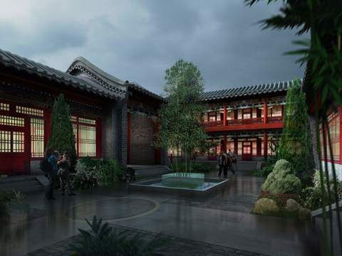 Chinese Museum Atrium psd