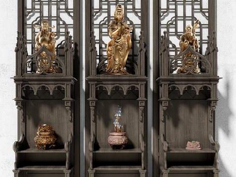 New Chinese Shrine Shrine Cabinet 3D Mold