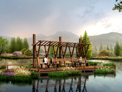 modern wetland bridge landscape psd