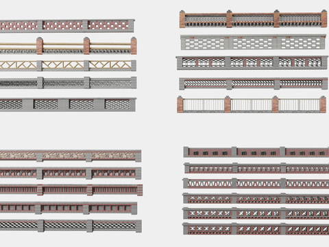 Neo-Chinese Style brick wall low wall fence