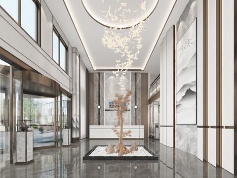 New Chinese Affordable Luxury Style Company Lobby Front Desk