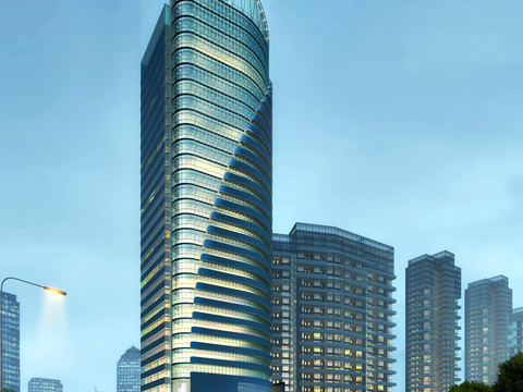 modern high-rise office building building appearance psd