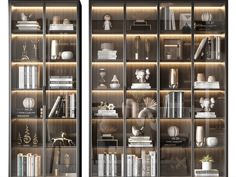 glass bookcase display cabinet d model