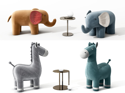 Modern fabric animal children's stool