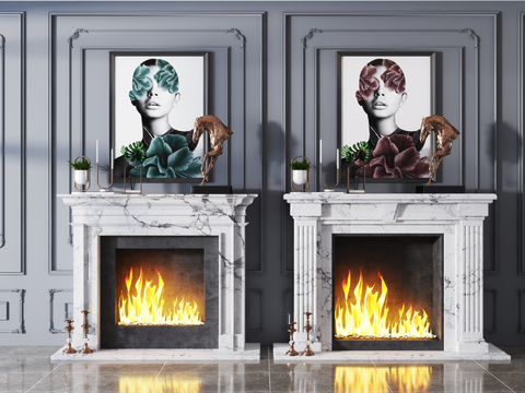 Jane European Marble Fireplace Combination