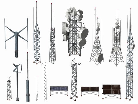 Modern signal tower lightning rod solar panel