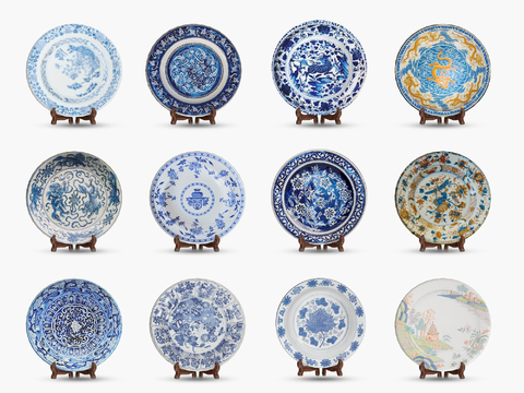 New Chinese-style Blue and White Porcelain Porcelain Plate