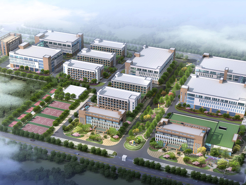 modern school building building bird's eye view psd