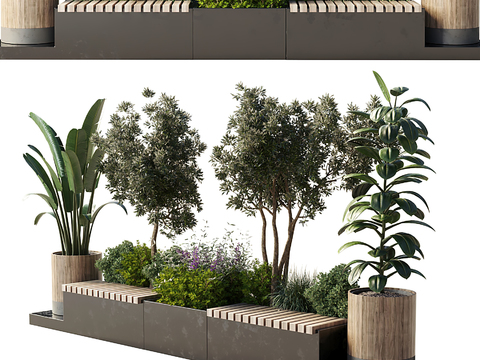 Modern outdoor flower bed bench