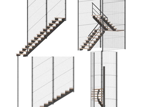 Modern minimalist stair guardrail combination