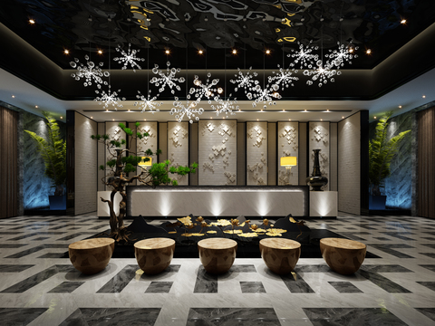 Modern Hotel Lobby Front Desk