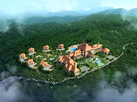 European Resort Bird's Eye View psd