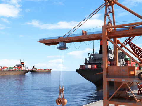 Modern Industrial Port Wharf Landscape