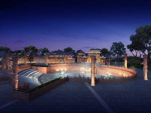 Night view of Chinese ancient square