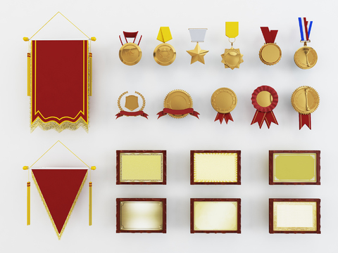 Modern pennant badge medal award combination