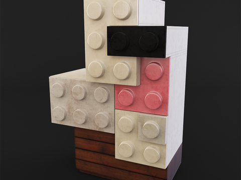 Modern Creative Lego Solid Wood Decorative Cabinet Free