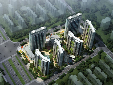 modern residential area bird's-eye view psd