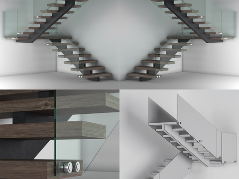 Modern minimalist glass staircase