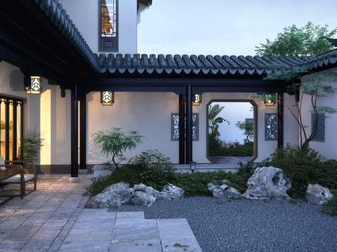 New Chinese Garden Landscape psd