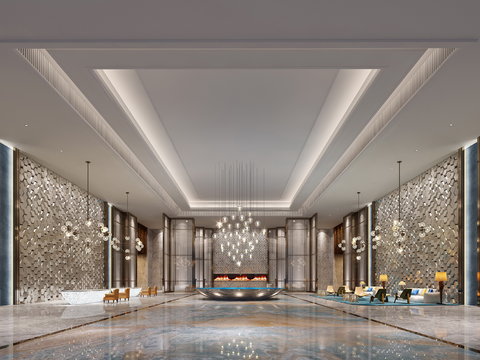 Modern Hotel Lobby Front Desk