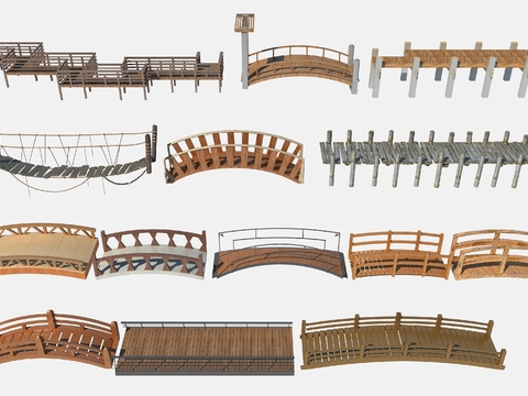 Neo-Chinese Style wooden bridge trestle bridge