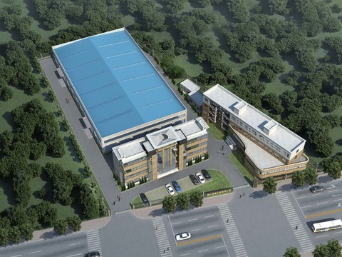 Modern industrial park factory building bird's eye view