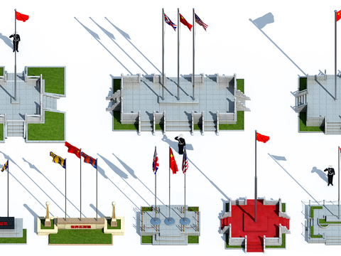 Modern flag raising platform national flag platform guardrail