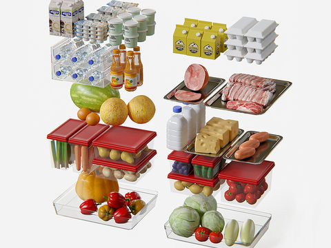 Modern Supermarket Food Vegetables Milk Meat