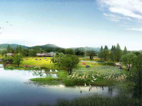 modern wetland park landscape psd