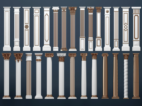 European-style golden Roman column combination