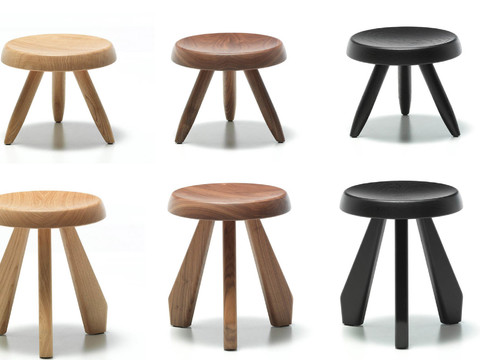 Nordic Solid Wood Round Stool