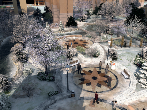 Snow Landscape in Modern Community