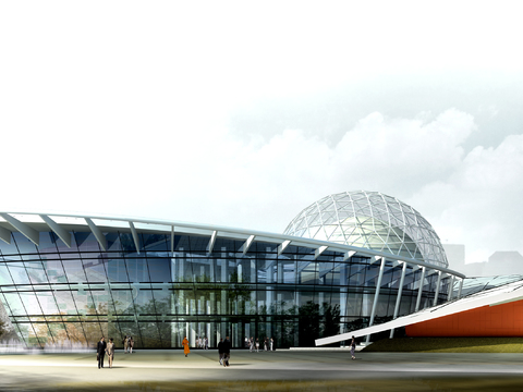 modern exhibition center architectural appearance psd