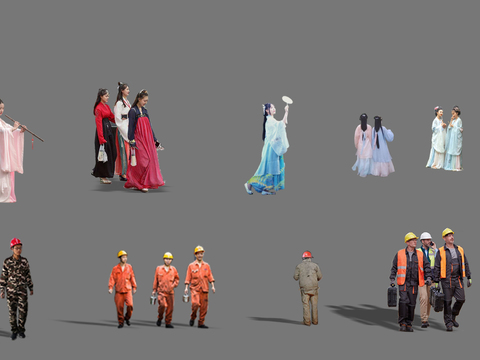 modern worker hanfu fireman figure psd