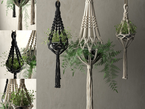 Modern Woven Hanging Basket Green Plant Potted Plant