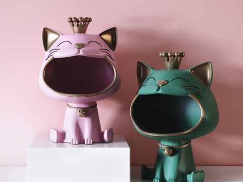 Modern Big Mouth Cat Sculpture Ornaments