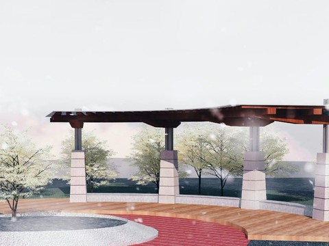 Modern outdoor pavilion landscape sketch