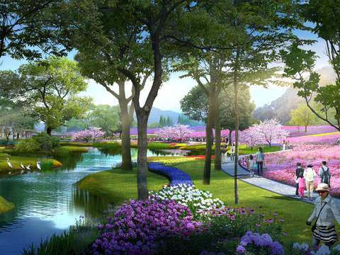 Modern Wetland Park Flower Landscape psd