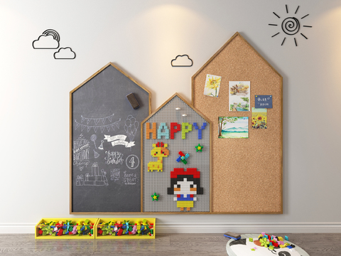 Modern Blackboard Building Blocks Cork Wall Toy