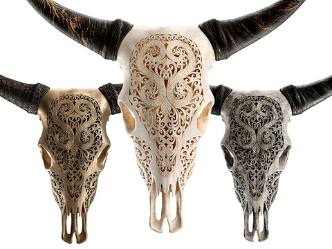 Modern Sheep Head Skull Carved Pendant