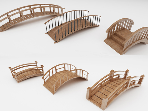 modern outdoor wooden bridge arch bridge