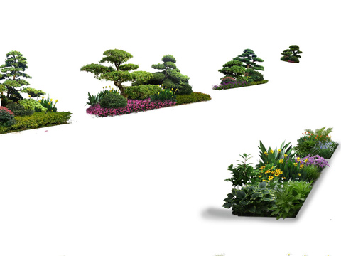 modern green plant flowers bushes psd