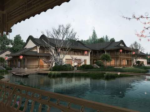 chinese garden landscape psd