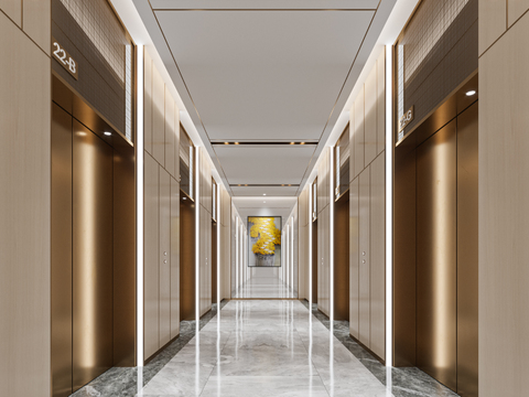 Modern Affordable Luxury Style Hotel Elevator Hall